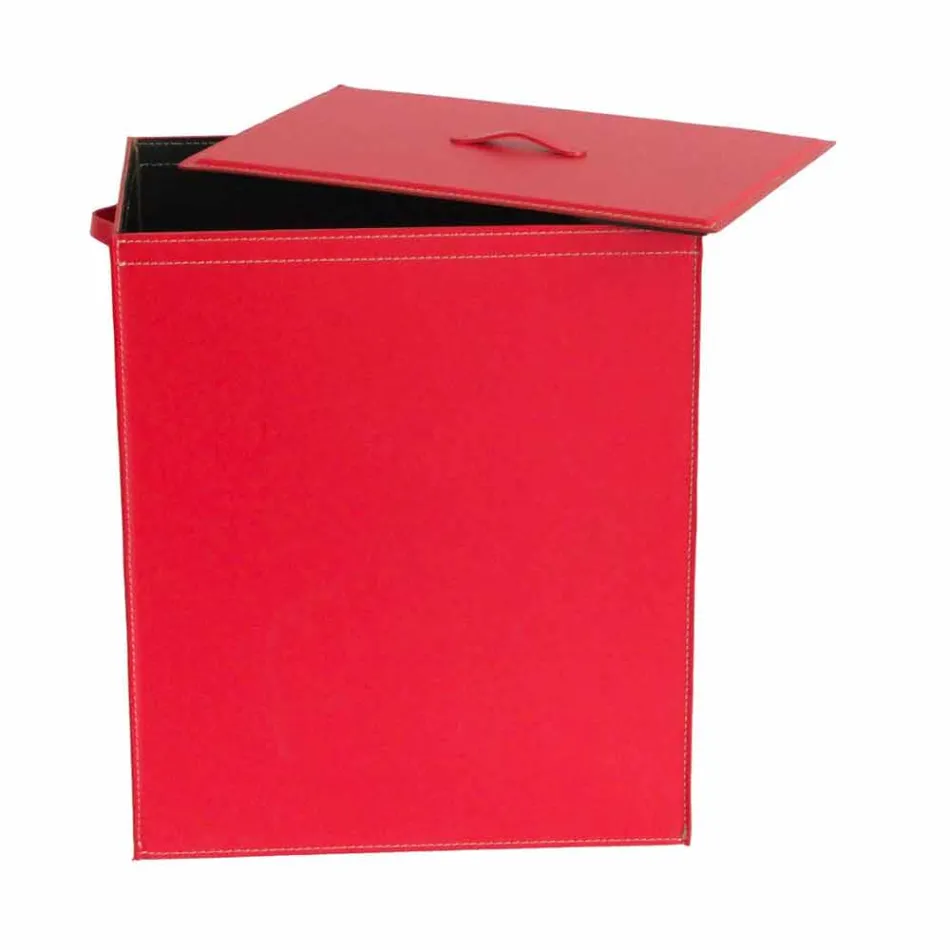 Cesto de roupa em couro com base retangular design Peter Viadurini