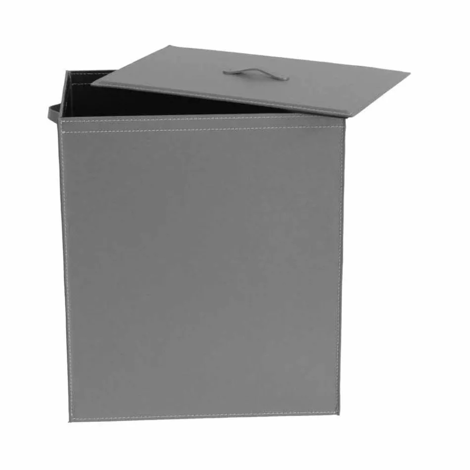 Cesto de roupa em couro com base retangular design Peter Viadurini