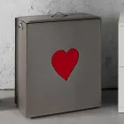 Cesto de roupa de couro contemporâneo feito em Itália Adele, inserção de coração Viadurini