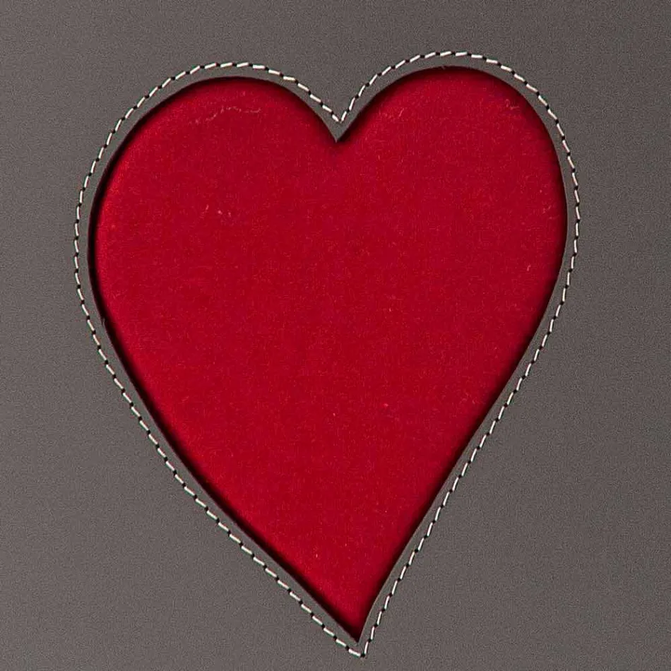 Cesto de roupa de couro contemporâneo feito em Itália Adele, inserção de coração Viadurini