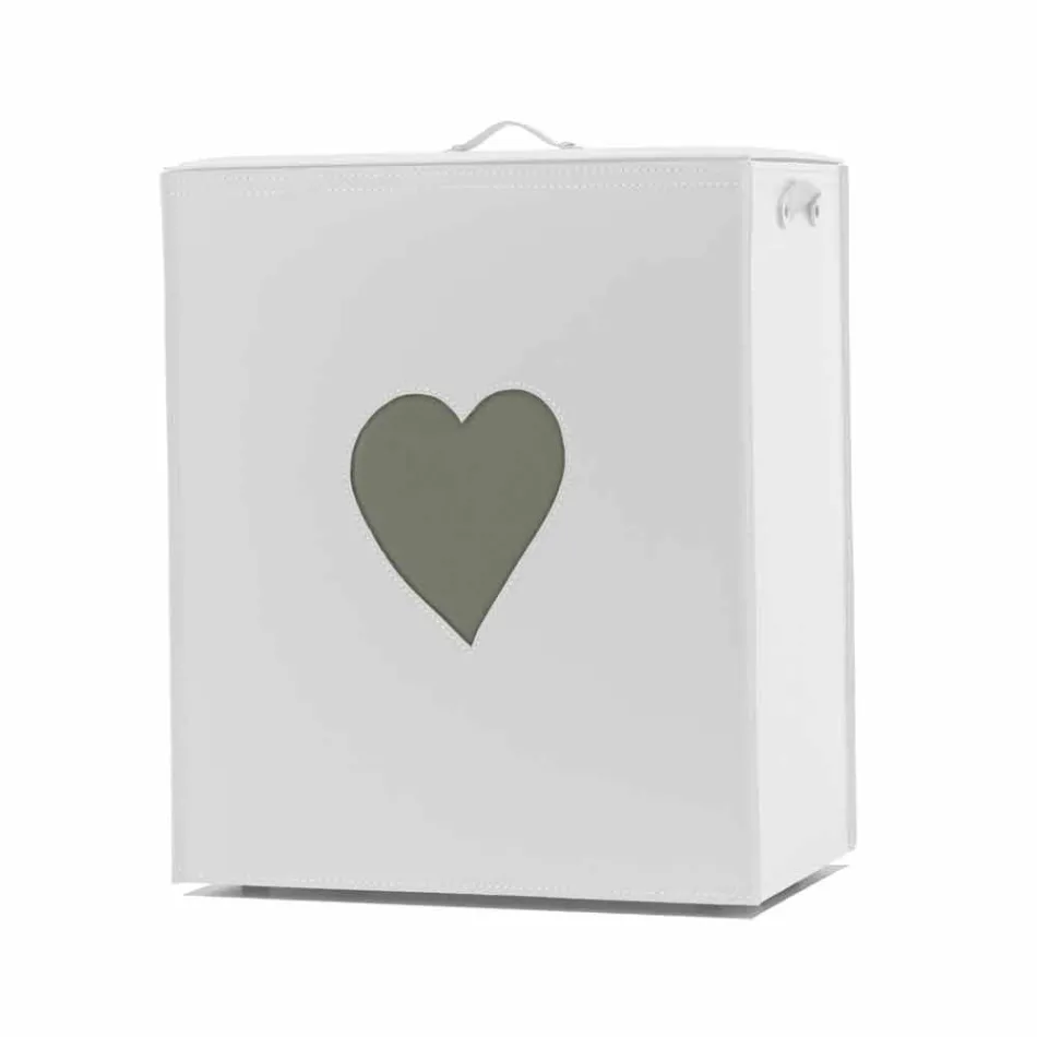 Cesto de roupa de couro contemporâneo feito em Itália Adele, inserção de coração Viadurini