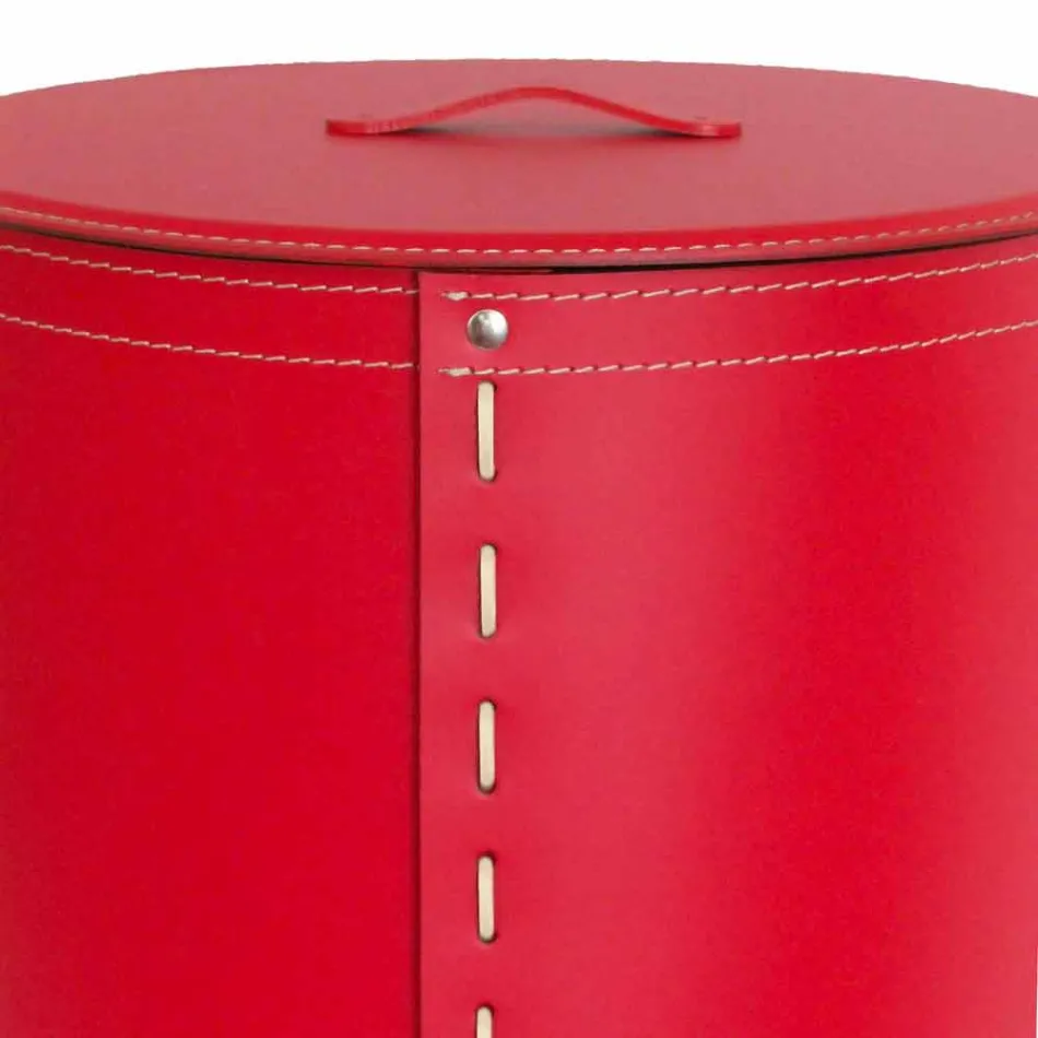 Cesto de roupa oval em pele regenerada Riky fabricada em Itália Viadurini