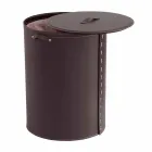 Cesto de roupa oval em pele regenerada Riky fabricada em Itália Viadurini