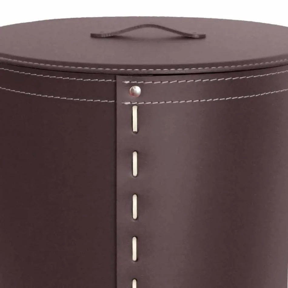 Cesto de roupa oval em pele regenerada Riky fabricada em Itália Viadurini