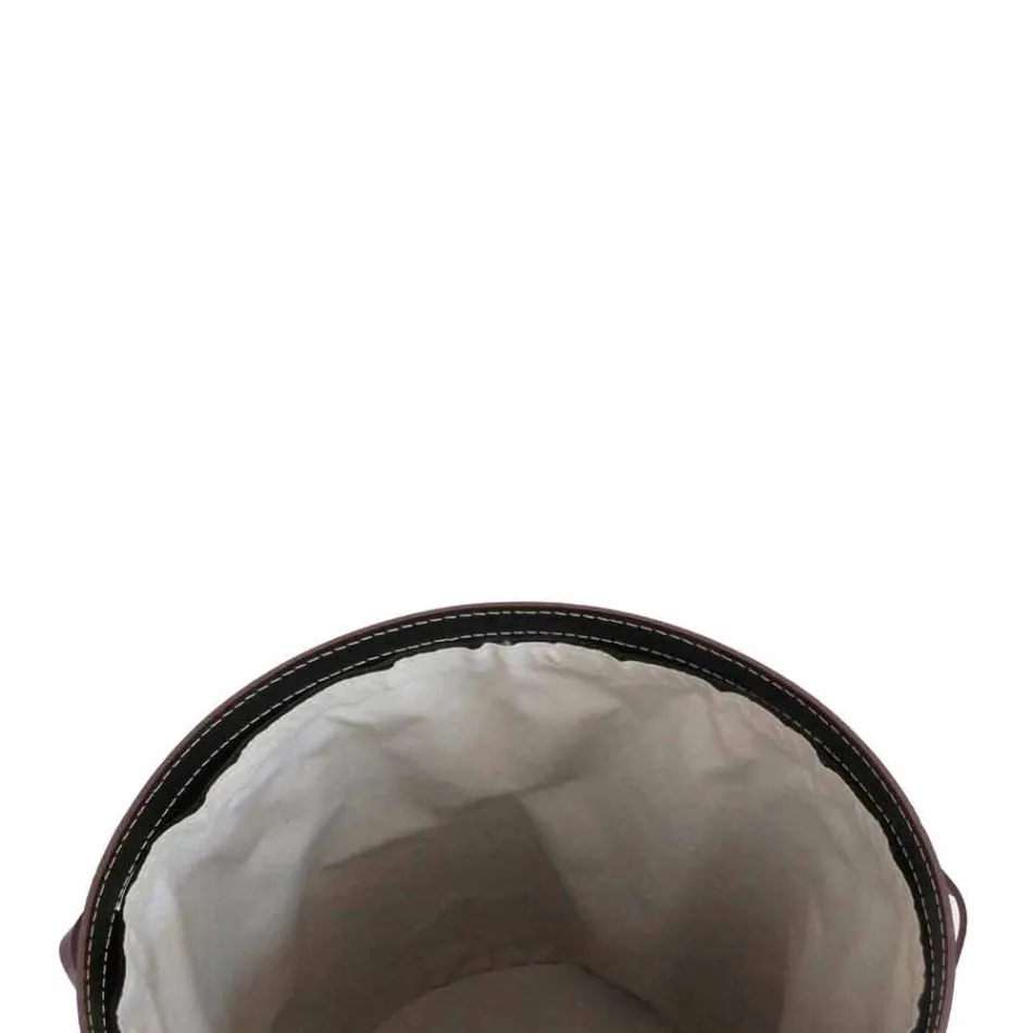 Cesto de roupa oval em pele regenerada Riky fabricada em Itália Viadurini