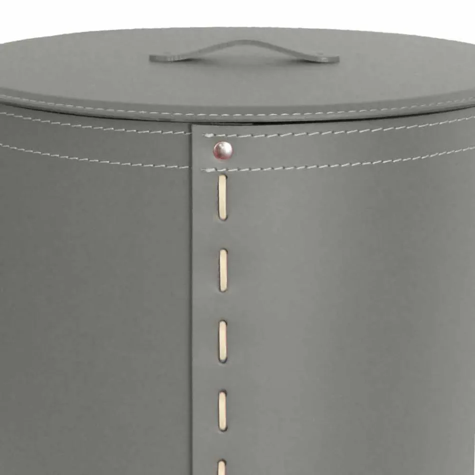 Cesto de roupa oval em pele regenerada Riky fabricada em Itália Viadurini