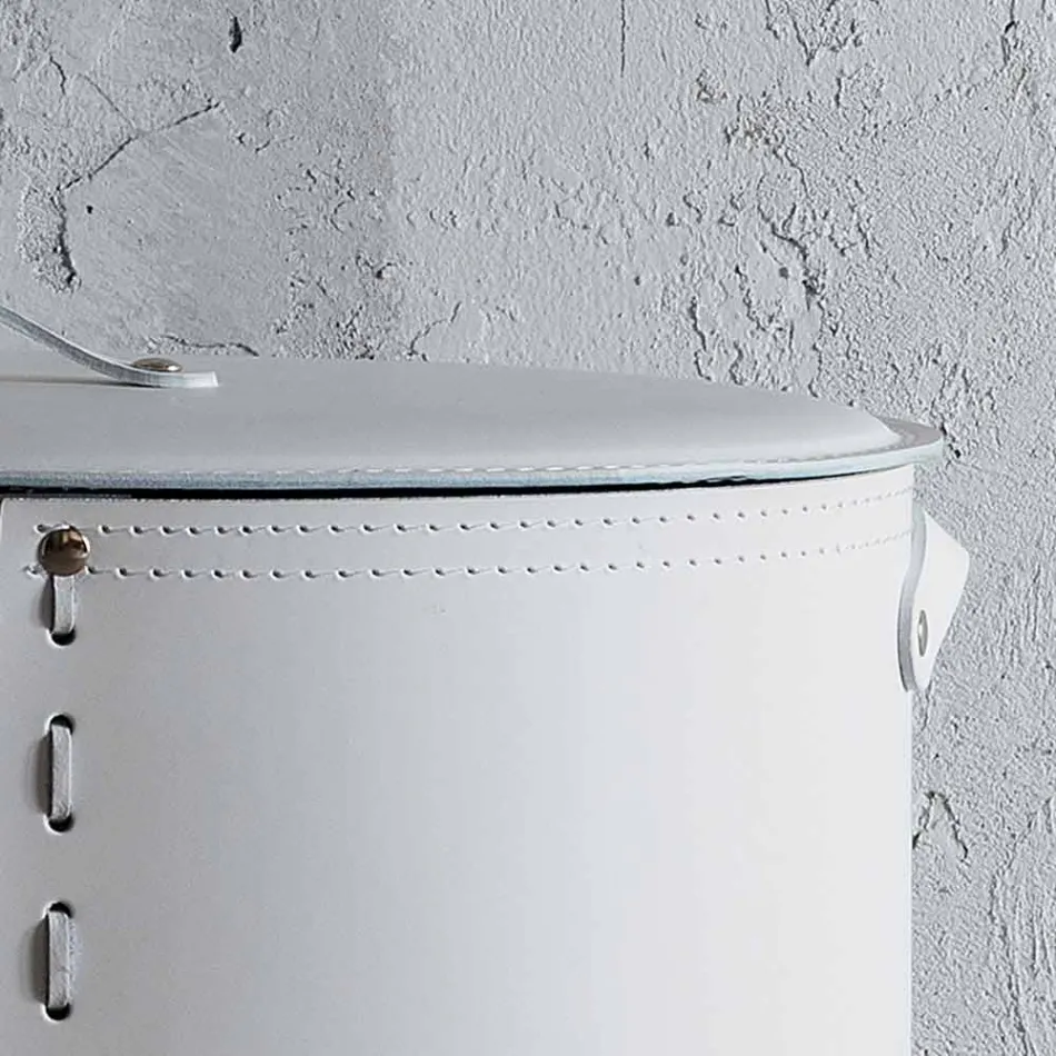 Cesto de roupa oval em pele regenerada Riky fabricada em Itália Viadurini