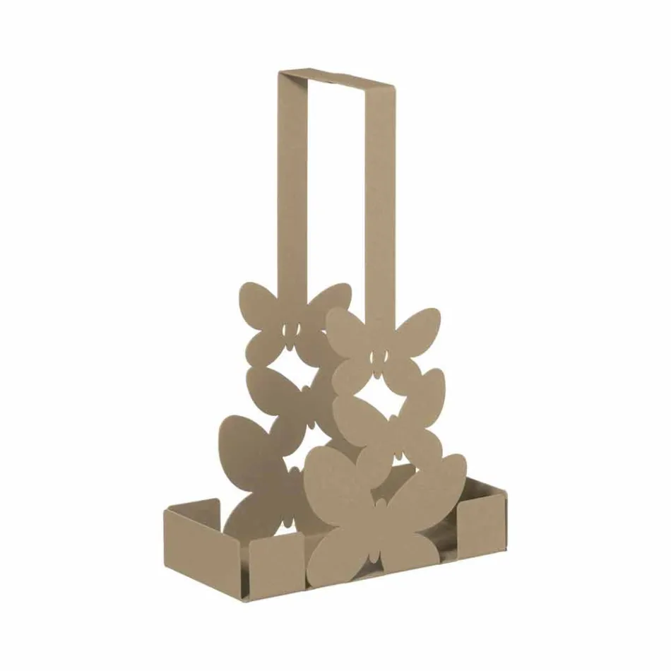 Porta-copos duplo em ferro branco, bege ou marfim fabricado na Itália - Leiden Viadurini