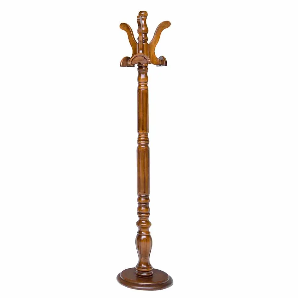 Gancho de roupa de chão com base em MDF de madeira, fabricado em Itália, Romeo Viadurini