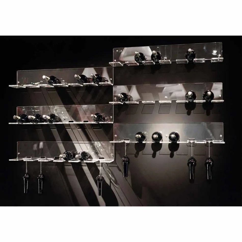 Suporte de parede para garrafa para 6 garrafas em Plexiglass Made in Italy - Canberra Viadurini