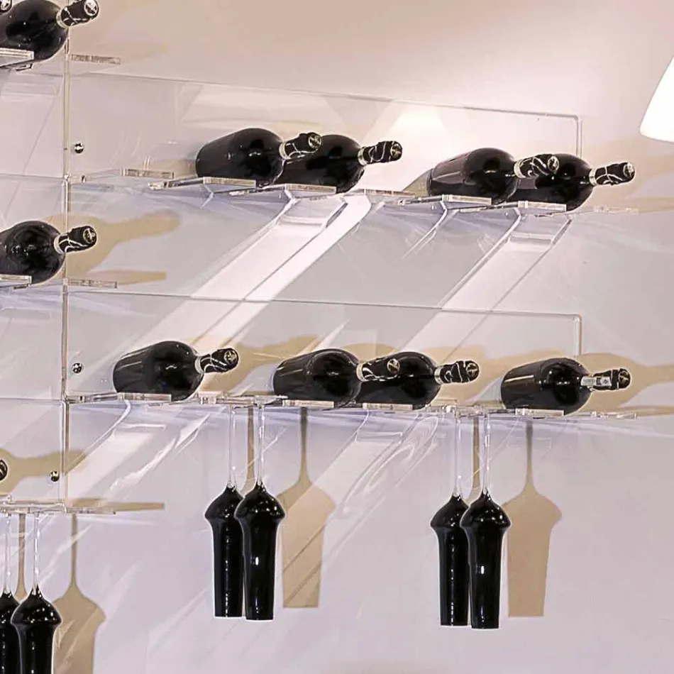 Suporte de parede para garrafa para 6 garrafas em Plexiglass Made in Italy - Canberra Viadurini