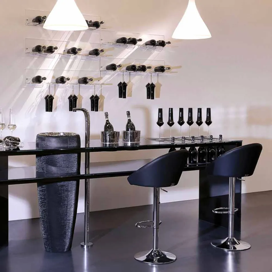 Suporte de parede para garrafa para 6 garrafas em Plexiglass Made in Italy - Canberra Viadurini