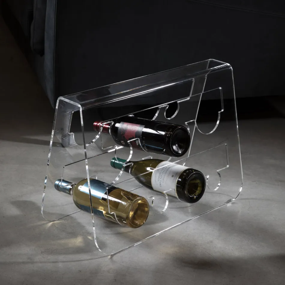 Suporte para garrafa de vinho de fundo em cristal acrílico transparente - Dappino Viadurini