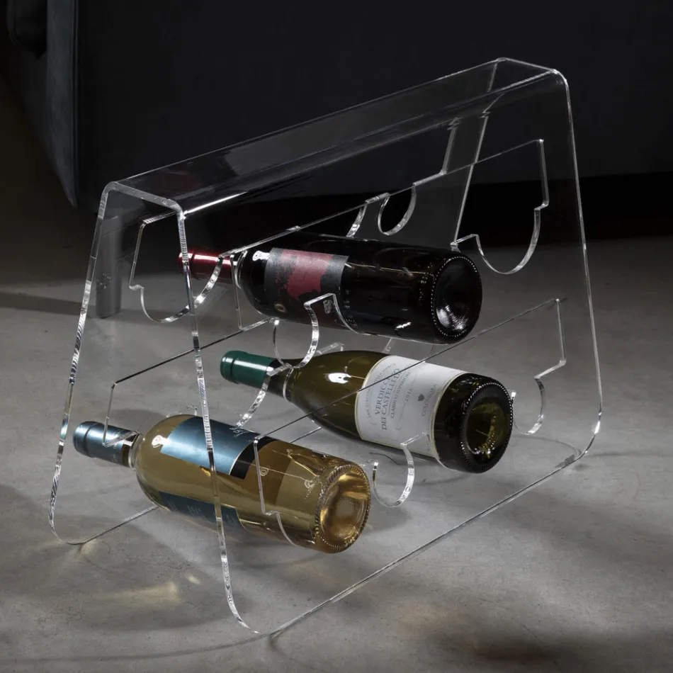 Suporte para garrafa de vinho de fundo em cristal acrílico transparente - Dappino Viadurini
