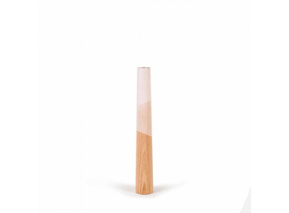 Suporte de vela moderno em madeira maciça de pinho com detalhes coloridos - candura Viadurini