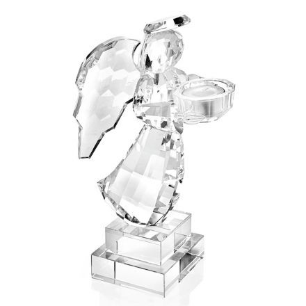 Suporte para vela de cristal de luxo italiano com design em forma de anjo - Paqui Viadurini