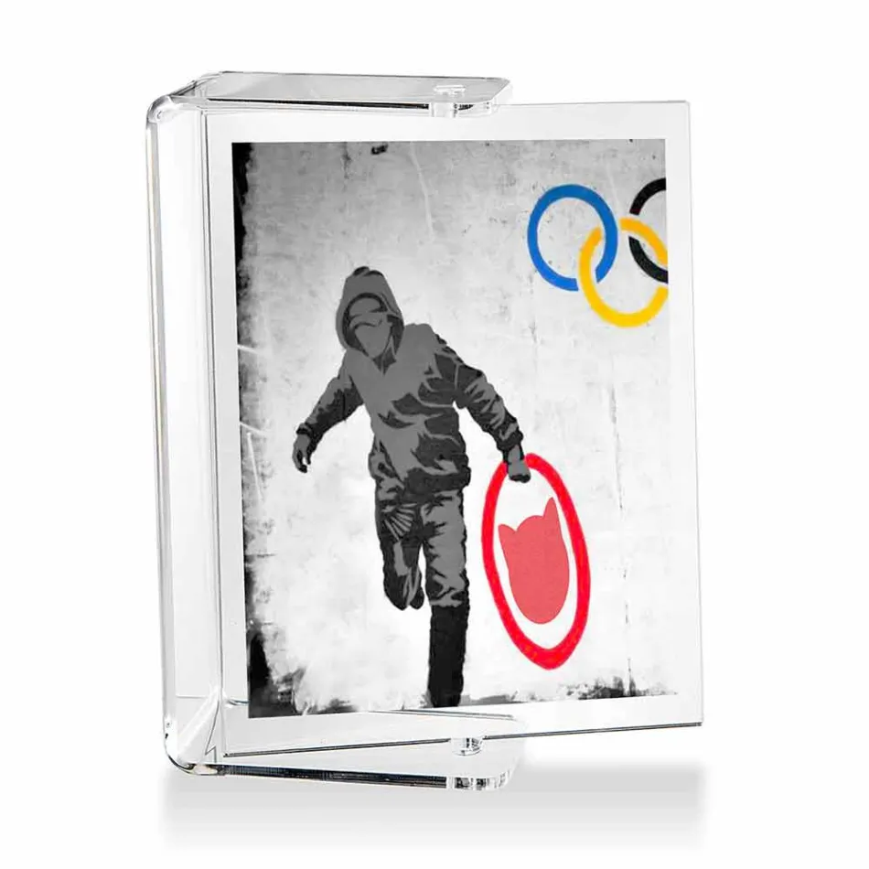 Porta-retratos dupla face em Plexiglass Transparente Giratório Design 2 Peças - Miky Viadurini