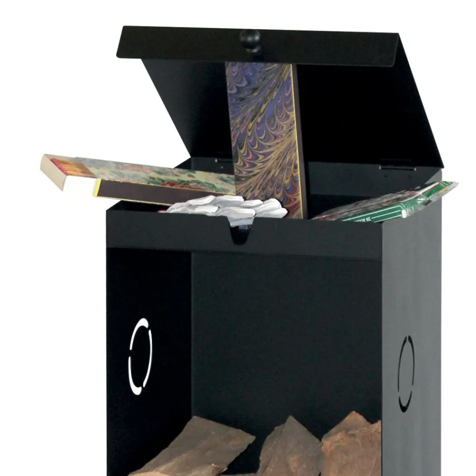 Suporte de madeira com 2 compartimentos de arrumação e prateleira superior Made in Italy - Colibri Viadurini