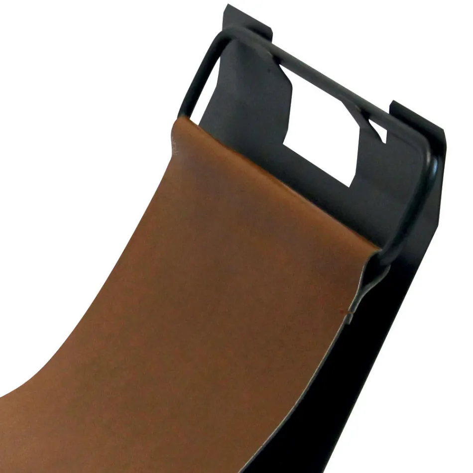 Suporte de madeira com alças laterais em couro ecológico marrom Fabricado na Itália - Borboleta Viadurini