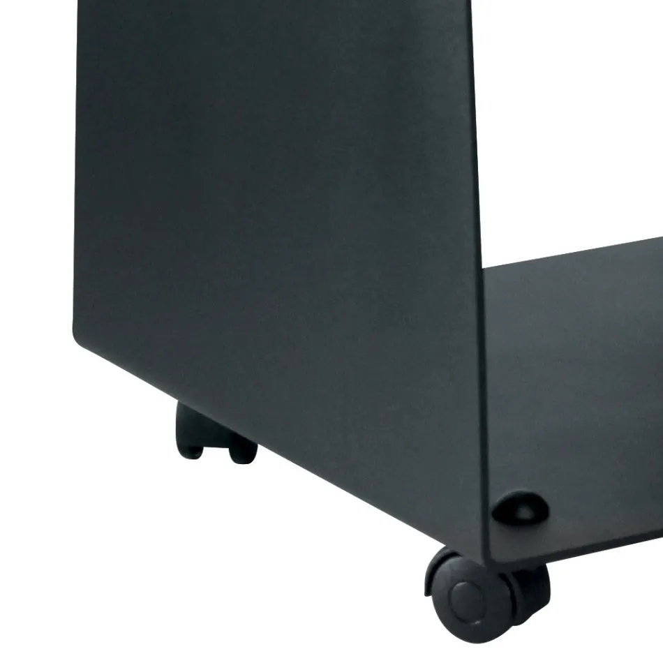 Suporte de madeira com rodas e alças de metal fabricado na Itália - Gaivota Viadurini