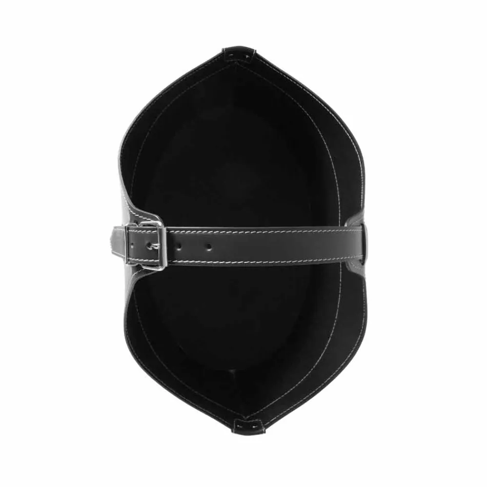 Suporte de lenha para interior com rodas em couro regenerado moderno Fabia Viadurini