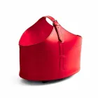 Suporte de lenha para interior com rodas em couro regenerado moderno Fabia Viadurini