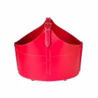 Suporte de lenha para interior com rodas em couro regenerado moderno Fabia Viadurini