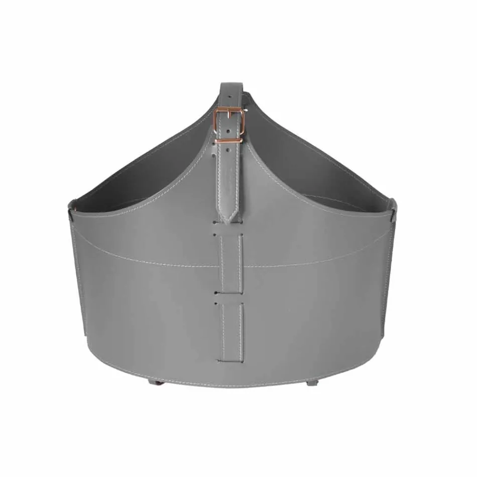 Suporte de lenha para interior com rodas em couro regenerado moderno Fabia Viadurini