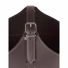 Suporte de lenha para interior com rodas em couro regenerado moderno Fabia Viadurini