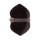 Suporte de lenha para interior com rodas em couro regenerado moderno Fabia Viadurini