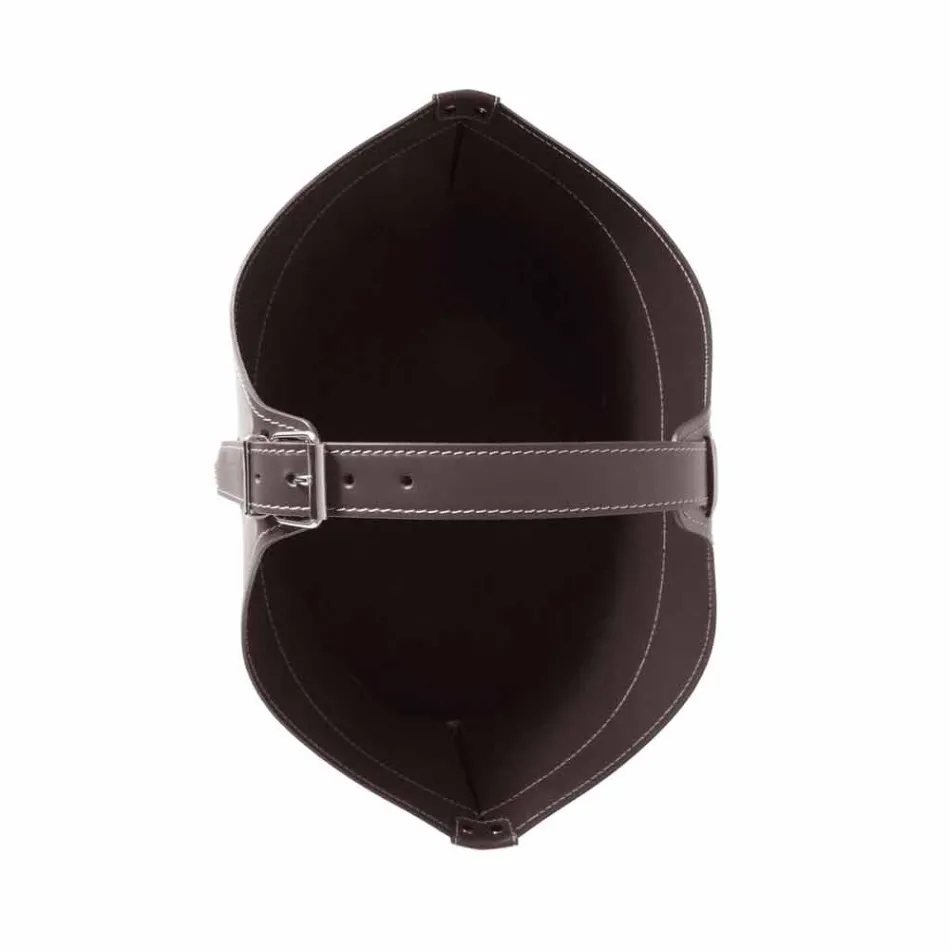 Suporte de lenha para interior com rodas em couro regenerado moderno Fabia Viadurini