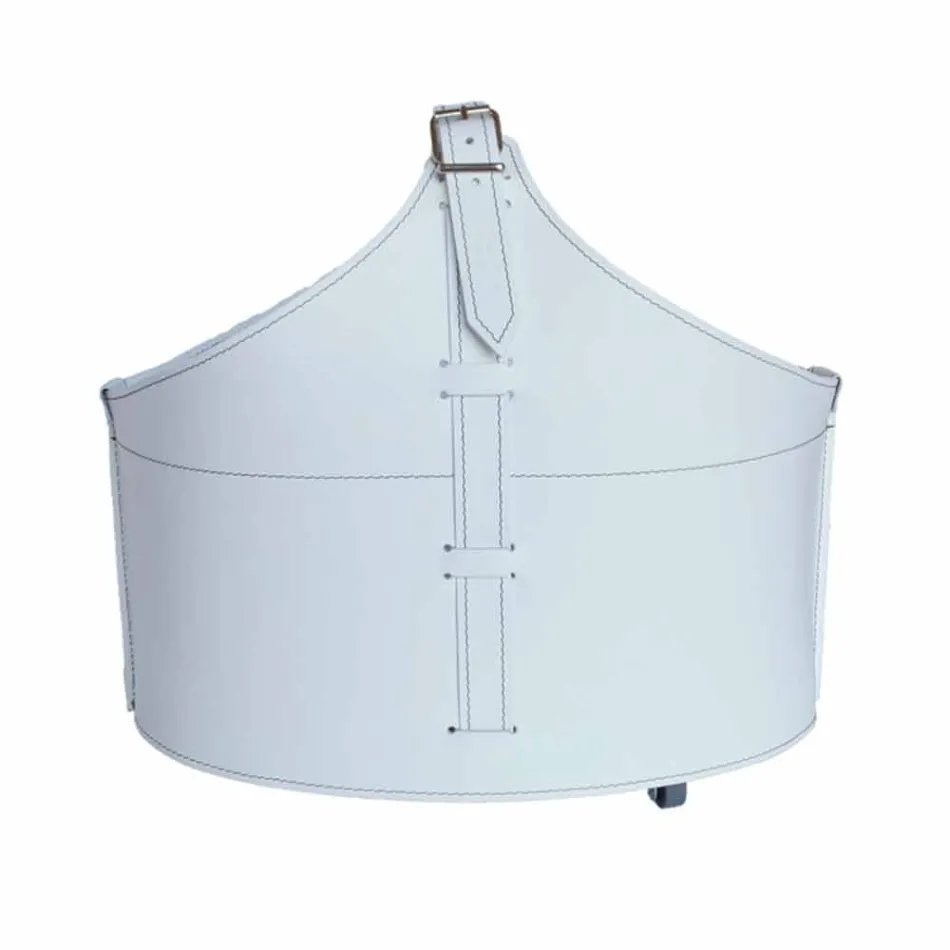 Suporte de lenha para interior com rodas em couro regenerado moderno Fabia Viadurini