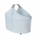 Suporte de lenha para interior com rodas em couro regenerado moderno Fabia Viadurini