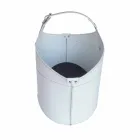 Suporte de lenha para interior com rodas em couro regenerado moderno Fabia Viadurini