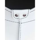 Suporte de lenha para interior com rodas em couro regenerado moderno Fabia Viadurini