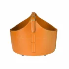 Suporte de lenha para interior com rodas em couro regenerado moderno Fabia Viadurini