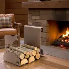 Suporte de Lenha para Interior em Aço Marrom Fabricado na Itália com Ferramentas - Volturno Viadurini