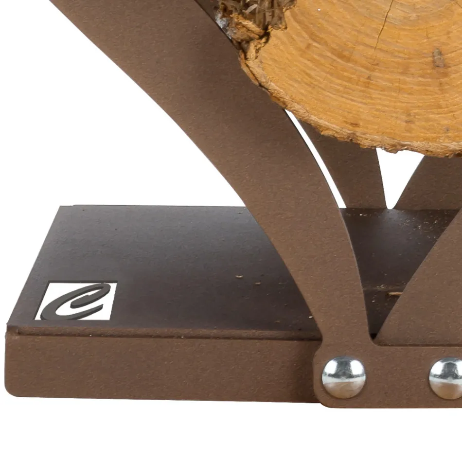 Suporte de madeira para interior em aço marrom fabricado na Itália - Afeto Viadurini