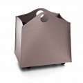 Design de suporte de lenha em couro antracito com rodas WoodBag
