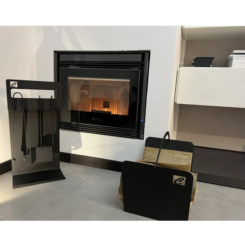 Suporte de toras para interior em aço preto moderno fabricado na Itália - Libeccio Viadurini