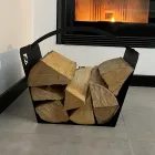 Suporte de toras para interior em aço preto moderno fabricado na Itália - Libeccio Viadurini