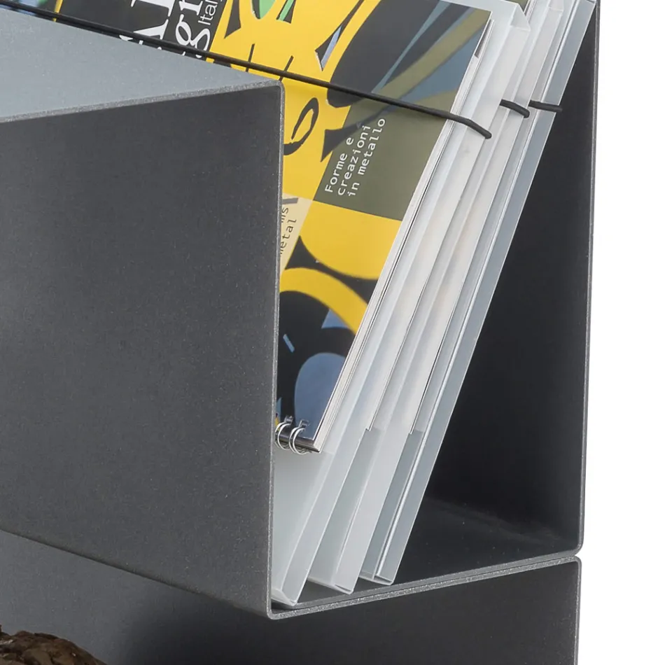 Suporte de toras de design para ambientes internos em aço cinza fabricado na Itália - Tramontana Viadurini