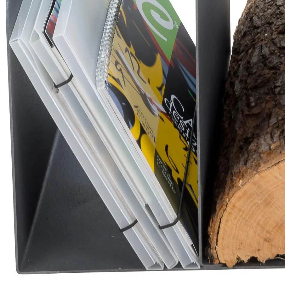 Suporte de toras de design para ambientes internos em aço cinza fabricado na Itália - Tramontana Viadurini