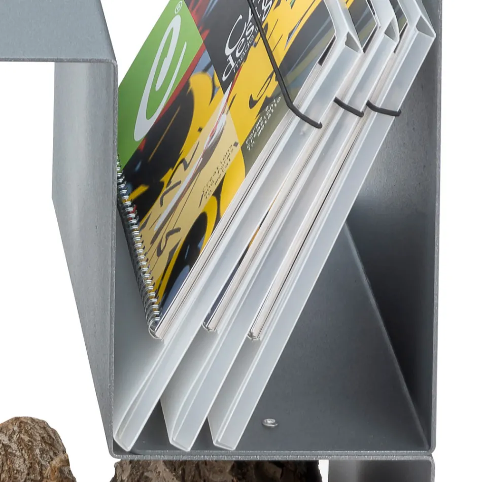 Suporte de toras de design para ambientes internos em aço cinza fabricado na Itália - Tramontana Viadurini