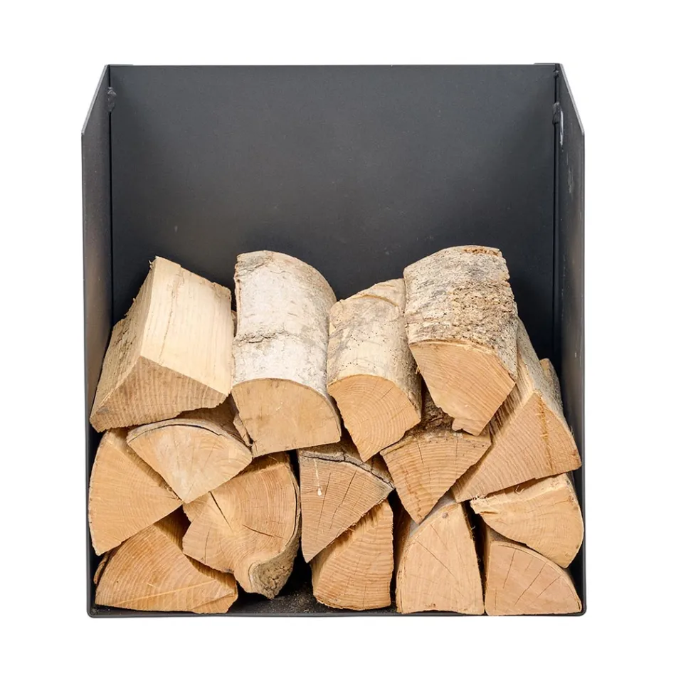 Suporte para Lenha em Aço Pintado Preto Fabricado na Itália - Fiamme Viadurini