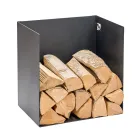 Suporte para Lenha em Aço Pintado Preto Fabricado na Itália - Fiamme Viadurini