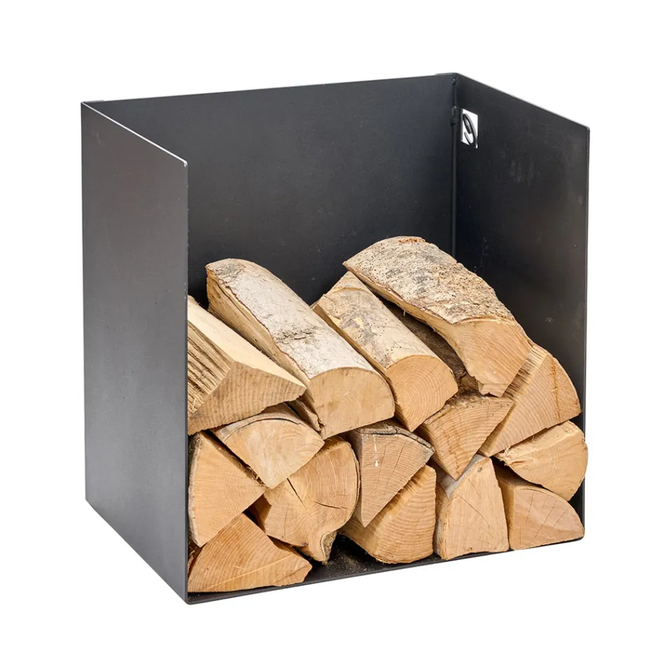 Suporte para Lenha em Aço Pintado Preto Fabricado na Itália - Fiamme Viadurini