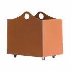 Porta-latas em couro regenerado com rodas WoodBag feitas na Itália Viadurini