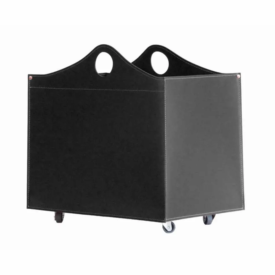 Porta-latas em couro regenerado com rodas WoodBag feitas na Itália Viadurini