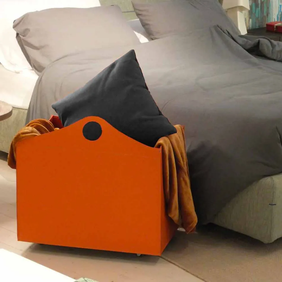 Porta-latas em couro regenerado com rodas WoodBag feitas na Itália Viadurini